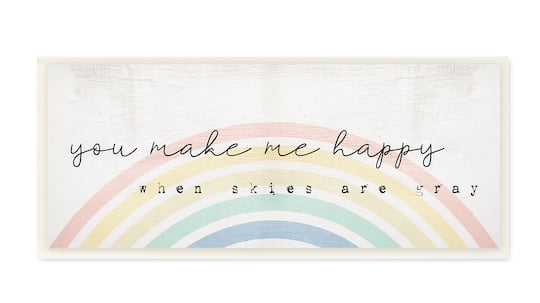 Stupell Industries You Make Me Happy Quote Rustic Rainbow Arches, 7" x 17"